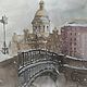 Diptych Petersburg (watercolor painting city beige red-brown), Pictures, Yuzhno-Uralsk,  Фото №1