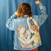 Одежда handmade. Livemaster - original item Painting customization of clothes. Drawing on Botticelli jeans. Handmade.