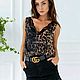 Блузка  Атлас Армани LEOPARD Exclusive с кружевом Шантильи. Блузки. TrendArtStudio Honey Mustard. Интернет-магазин Ярмарка Мастеров.  Фото №2