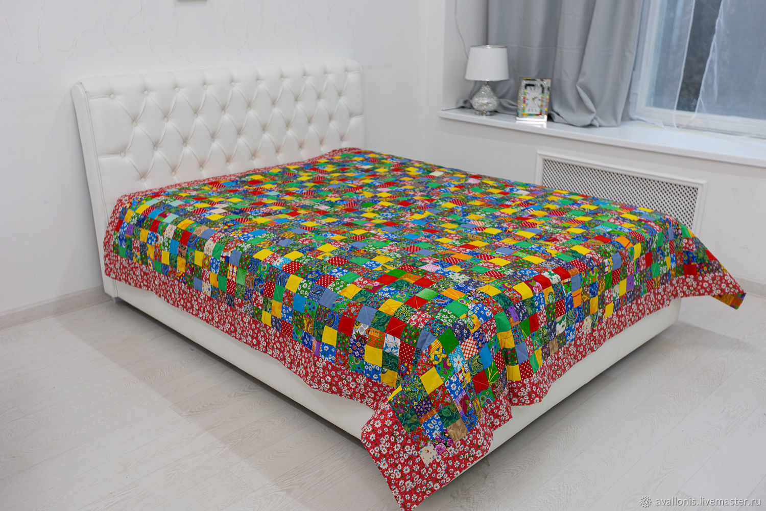 Bedspread patchwork"Colorful"double, Souvenirs3, Moscow,  Фото №1