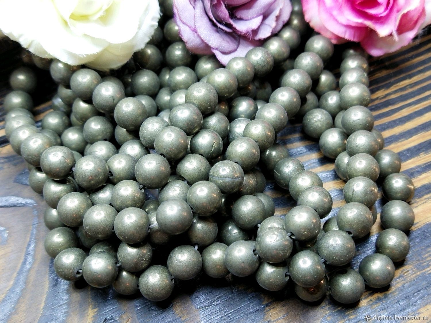 Пирит золотистый натуральный бусины 8 мм купить в интернет-магазине ...