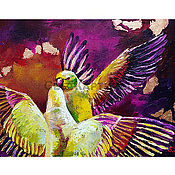 Картины и панно handmade. Livemaster - original item Painting with birds Parrots Oil Gift to a woman. Handmade.