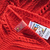 Летнее платье-туника из огненно-красного хлопка, филейное кружево