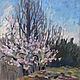 Oil painting. Spring. Flowering. Blooming cherry plum, Pictures, Moscow,  Фото №1