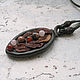 pendant from the skin 'stone-leaves-berries'. Pendants. Marina Lambrozo leather and stone. My Livemaster. Фото №4