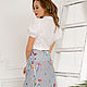 Order Striped skirt with flower embroidery, summer cotton white gray buttons. mozaika-rus. Livemaster. . Skirts Фото №3