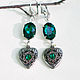 Earrings emerald green crystal hearts and pendants Emerald, Earrings, Moscow,  Фото №1