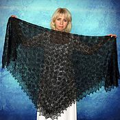 Аксессуары handmade. Livemaster - original item Black hand knit shawl,Lace Russian shawl,Wool wrap,Cape №93. Handmade.