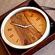 Large wall clock made of wood in a wooden box. Ecoloft 350mm, Watch, St. Petersburg,  Фото №1