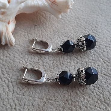 Украшения ручной работы. Ярмарка Мастеров - ручная работа Серьги "Премьера". Черный Агат.. Handmade.