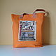 Orange shopper textile bag with toute applique. Shopper. mechty-o-lete. My Livemaster. Фото №5