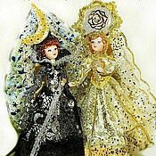 Куклы и игрушки handmade. Livemaster - original item Sun and Moon - Fairies (Goddesses) - porcelain dolls (Christmas tree toys). Handmade.