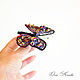 Evening butterfly brooch beading sequins blue and Marsala, Brooches, Kursk,  Фото №1
