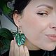 Вышитые серьги Лист монстеры. Серьги классические. Bespecial_jewelry. Интернет-магазин Ярмарка Мастеров.  Фото №2