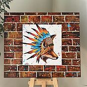 Картины и панно handmade. Livemaster - original item Fox Oil Painting. Indian Red.  Pop-art. Handmade.