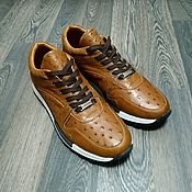 Обувь ручной работы handmade. Livemaster - original item Sneakers made of genuine ostrich leather, in brown, in stock!. Handmade.