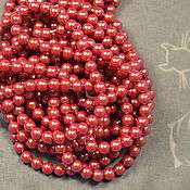 Материалы для творчества handmade. Livemaster - original item 20 PCs 4mm Czech pearls Pearlescent Red round crystal. Handmade.