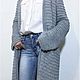 Cardigan knitted long 'Classic style' grey melange, Cardigans, Ekaterinburg,  Фото №1