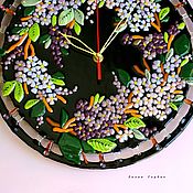 Для дома и интерьера handmade. Livemaster - original item Classic watch: fusing glass lilac blooms. Handmade.