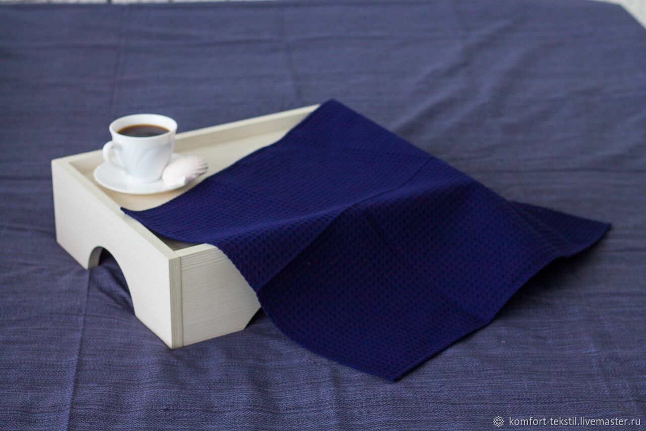 Кухонное вафельное полотенце темно-синее, Полотенца, Ижевск,  Фото №1