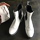 Chelsea 'milk Polish, Love stripe', white / black sole. Chelsea boots. Hitarov (Hitarov). Online shopping on My Livemaster.  Фото №2