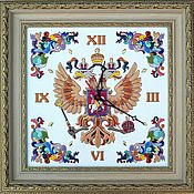 Для дома и интерьера handmade. Livemaster - original item Wall clock with symbols of Russia decorative,ceramic Coat. Handmade.