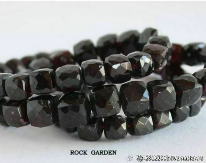 Garnet beads, natural, cube micro-cut 7-8mm(102), Beads1, St. Petersburg,  Фото №1