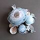 Valley of Cloud Flowers Brooch Bouquet of flowers made of fabric and genuine leather, Brooches, St. Petersburg,  Фото №1