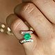 Order 2.28 tw Round Colombian Emerald & Bypass Baguette Diamond Engagement R. JR Colombian Emeralds (JRemeralds). Livemaster. . Rings Фото №3