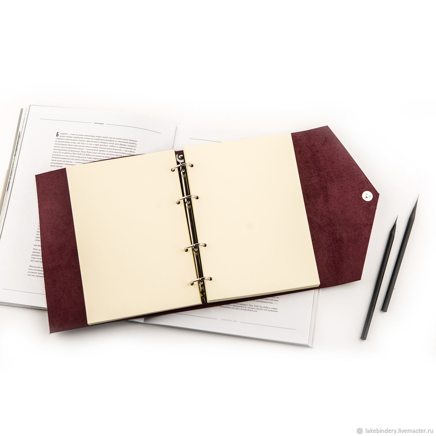 Leather notebook with rings A5 natural leather Crazy Horse ...