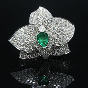 Украшения handmade. Livemaster - original item Orchid Ring Diamonds Emerald White Gold 750 Samples IV0046. Handmade.