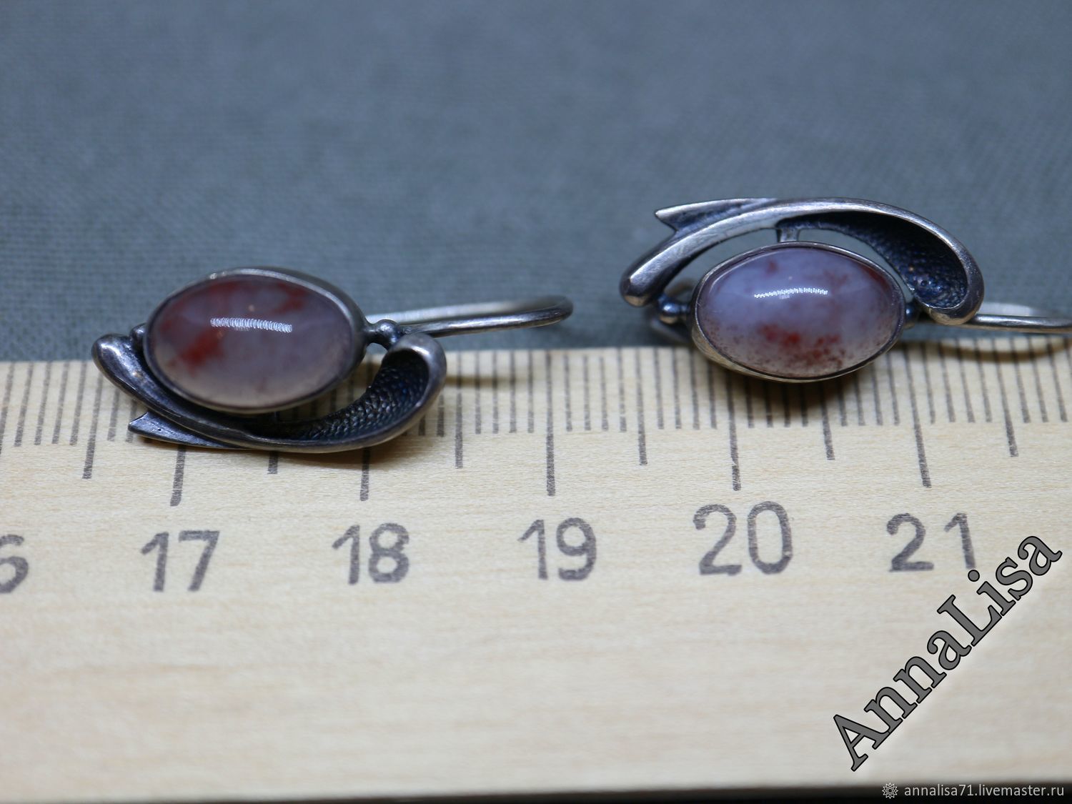 Винтаж: Советские серьги из серебра 925 пробы с халцедоном. СССР в ...
