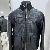 Мужская одежда handmade. Livemaster - original item Men`s jacket made of genuine crocodile leather, black color, custom made!. Handmade.