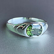 Украшения handmade. Livemaster - original item Ring with Unheated Green Sapphire 1,70ct Silver Certificate. Handmade.