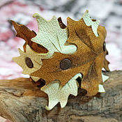 Украшения handmade. Livemaster - original item Leather bracelet with leaves.. Handmade.
