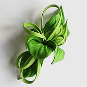 Украшения handmade. Livemaster - original item Kohlrabi Leather Flower Brooch green light green. Handmade.