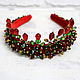 Order crown headband red and green festive for girl girls. Beaded jewelry by Mariya Klishina. Livemaster. . Tiaras Фото №3