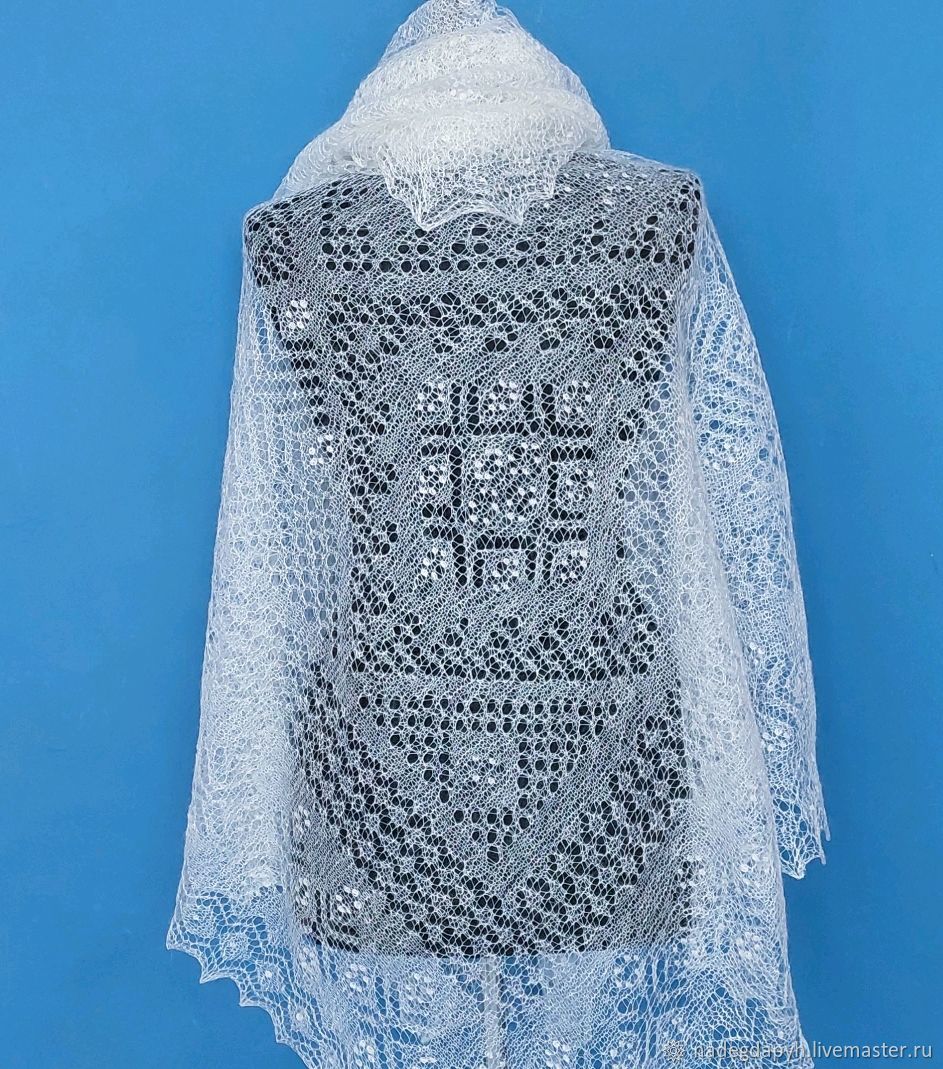 319 паутинка пуховая ажурный платок козий пух Оренбург аксессуары ...