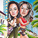 Cartoon on the theme of Lara Croft for the mom with the daughter of the Miami Gift for mom Gift, daughter Gift birthday Cartoon family Family portrait
