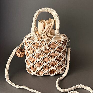 Сумки и аксессуары ручной работы. Ярмарка Мастеров - ручная работа Плетеная сумка с чехлом макраме в светлом цвете. Handmade.