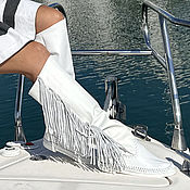 Обувь ручной работы handmade. Livemaster - original item boots: FRANGE white - Handmade Italian boots with fringe. Handmade.