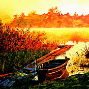 Картина маслом Маки в поле Миниатюра Пейзаж Цветы