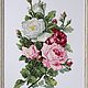 Вышитая крестом картина в зеленых тонах розы, Гобелен, Мончегорск,  Фото №1