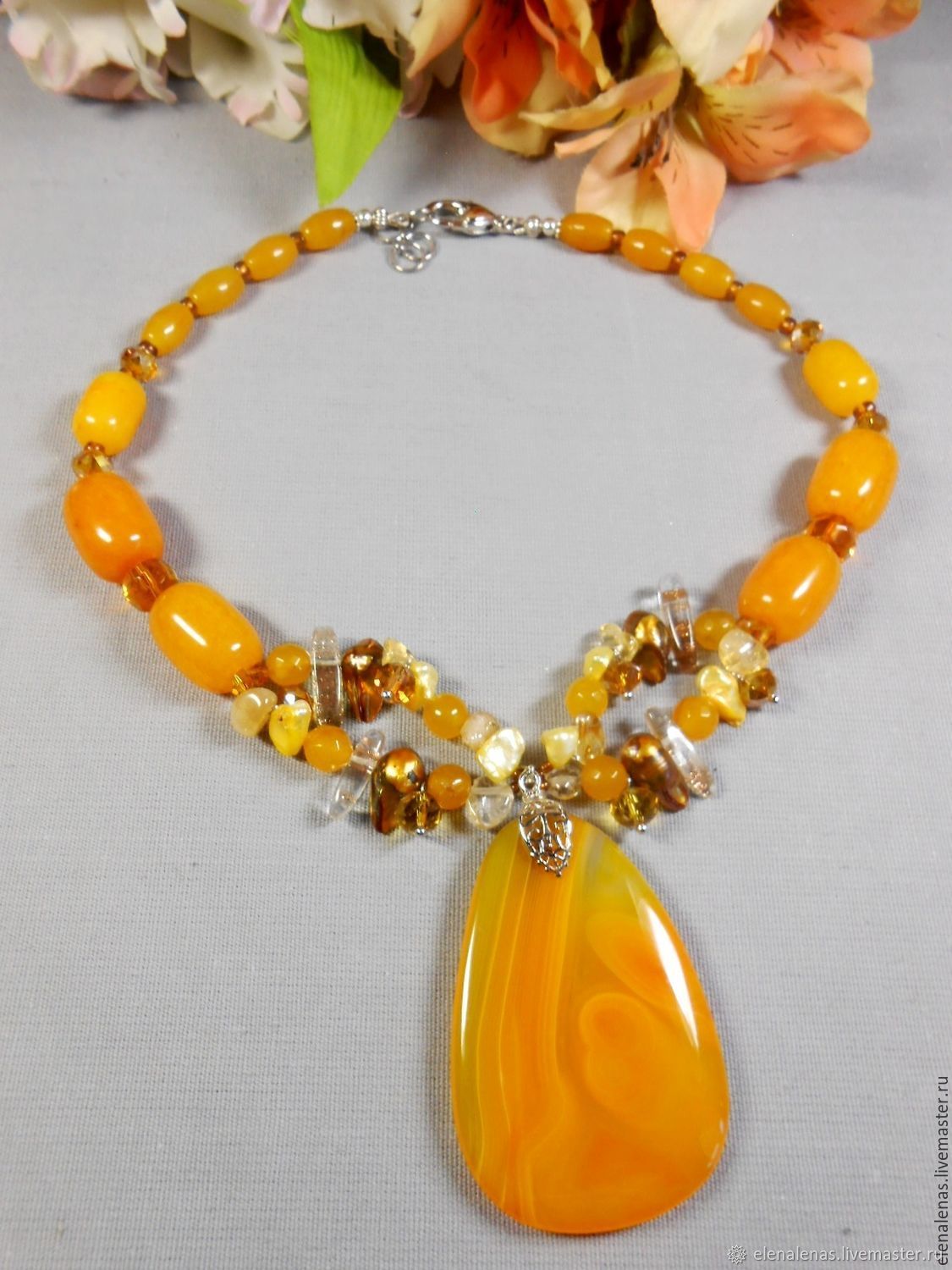 "КАРОЛИНА"-колье из агата, кварца, цитрина в интернет-магазине на ...