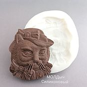 Материалы для творчества handmade. Livemaster - original item Silicone mold 5,3 x 4,5 cm Kitty in a hat Silicone mold. Handmade.