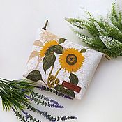 Сумки и аксессуары handmade. Livemaster - original item A zippered cosmetic bag with a pocket Brighter than the sun. Handmade.