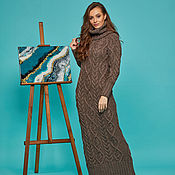 Одежда handmade. Livemaster - original item Winter Long Brown Knitted Dress. Handmade.