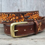 Аксессуары handmade. Livemaster - original item Leather belt with embossed 