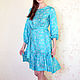 Turquoise dress made of natural silk with belt, Dresses, Polevskoi,  Фото №1