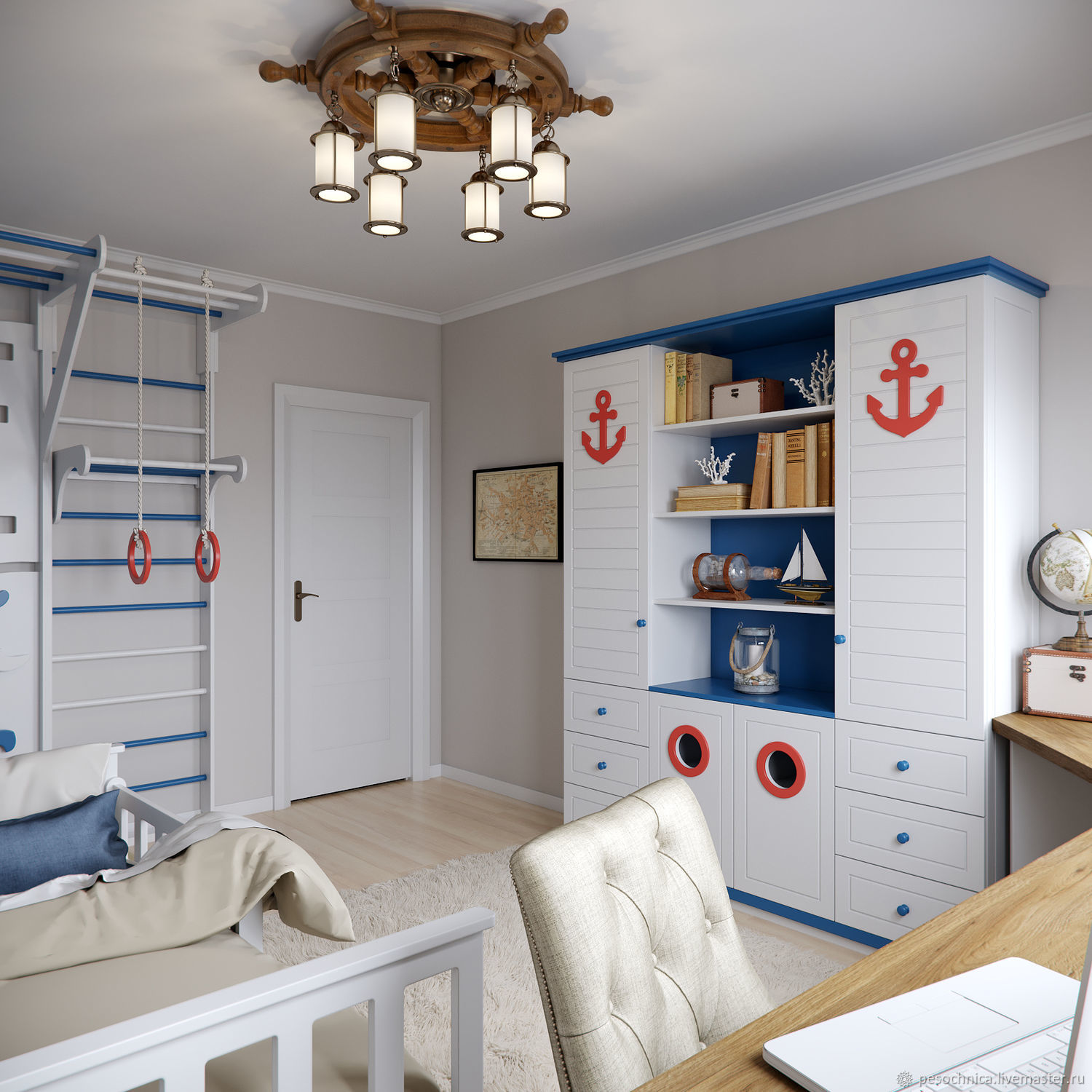 комната для подростка в морском стиле